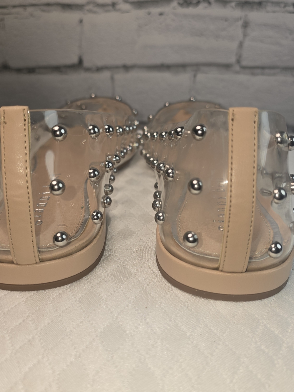 GIANNI BINI LIZZIEE CLEAR STUDDED POINTED TOE FLATS PREPPY Y2K WOMENS 10 - Picture 9 of 9